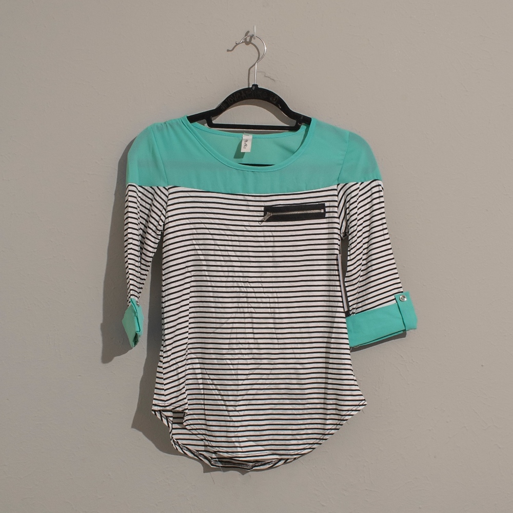 Striped Block Zipper Shirt